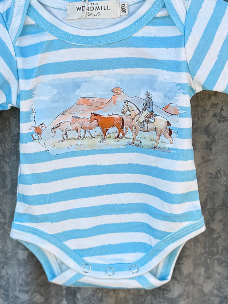 "Colt" Blue Stripe Cotton Jumpsuit-Little Windmill Clothing Co