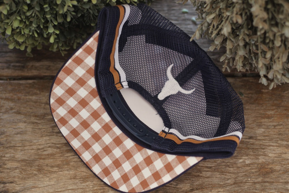 Little Toddlers / Youth Kids Brown Gingham Trucker Caps-Little Windmill Clothing Co