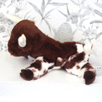 Bixbie soft Texas Long Horn plush held in hands showing cuddly size, ideal country gift for babies