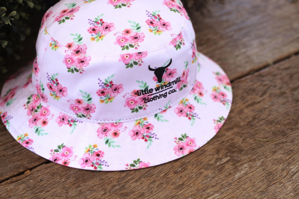 Little Toddlers Bucket Floral Hat-Little Windmill Clothing Co