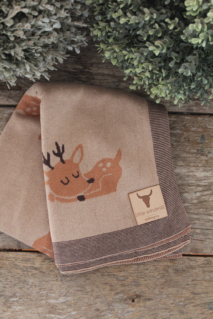 Ultra Soft Sweet Deer Baby Blanket-Little Windmill Clothing Co