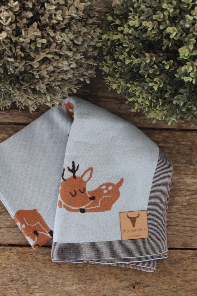 Ultra Soft Sweet Deer Baby Blanket-Little Windmill Clothing Co