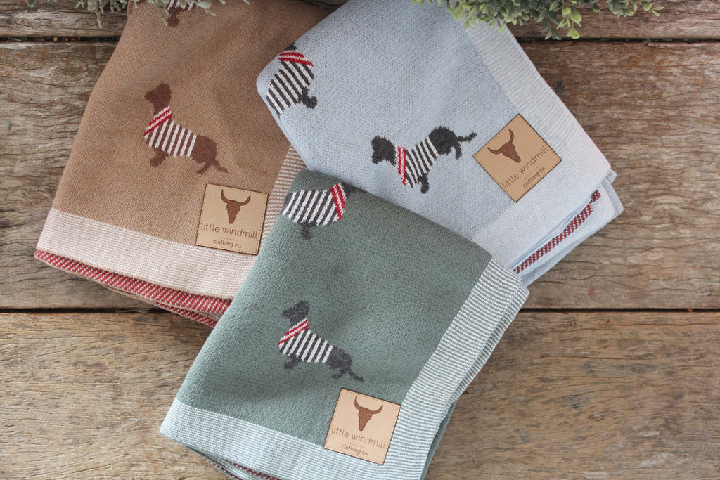 Ultra Soft Dachshund Baby Blanket-Little Windmill Clothing Co