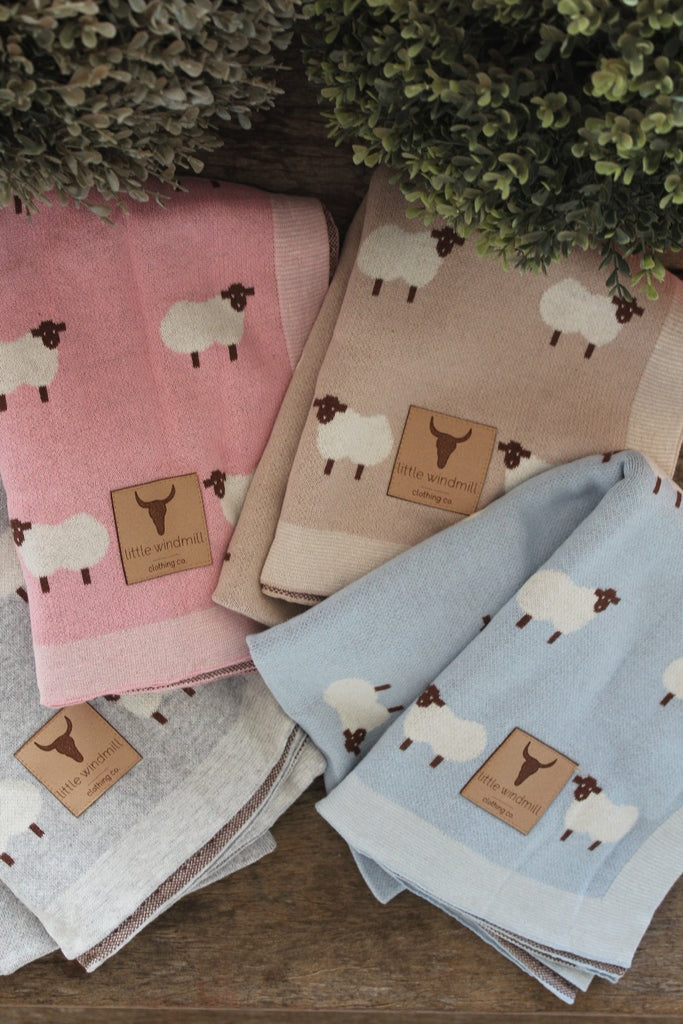 Ultra Soft Plush Sheep Baby Blanket-Little Windmill Clothing Co