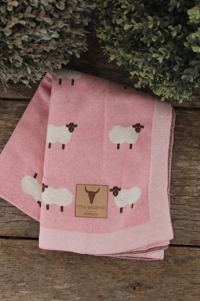 Ultra Soft Plush Sheep Baby Blanket-Little Windmill Clothing Co