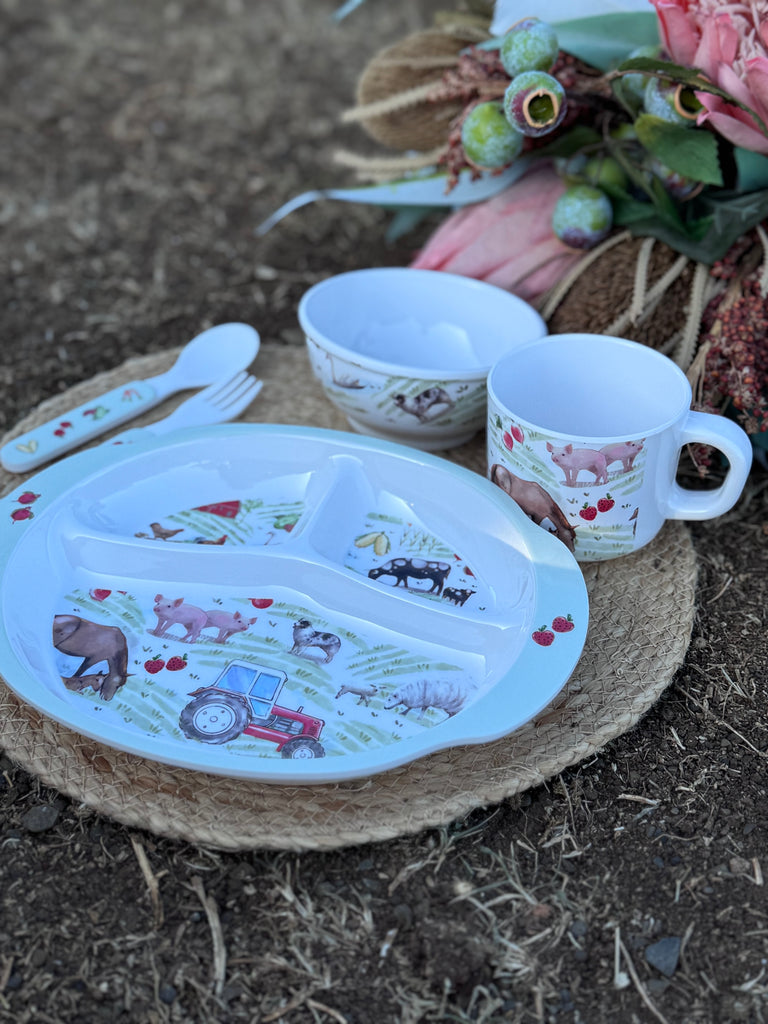"Farm Yard" 5 Piece Melamine Dinner Set-Little Windmill Clothing Co
