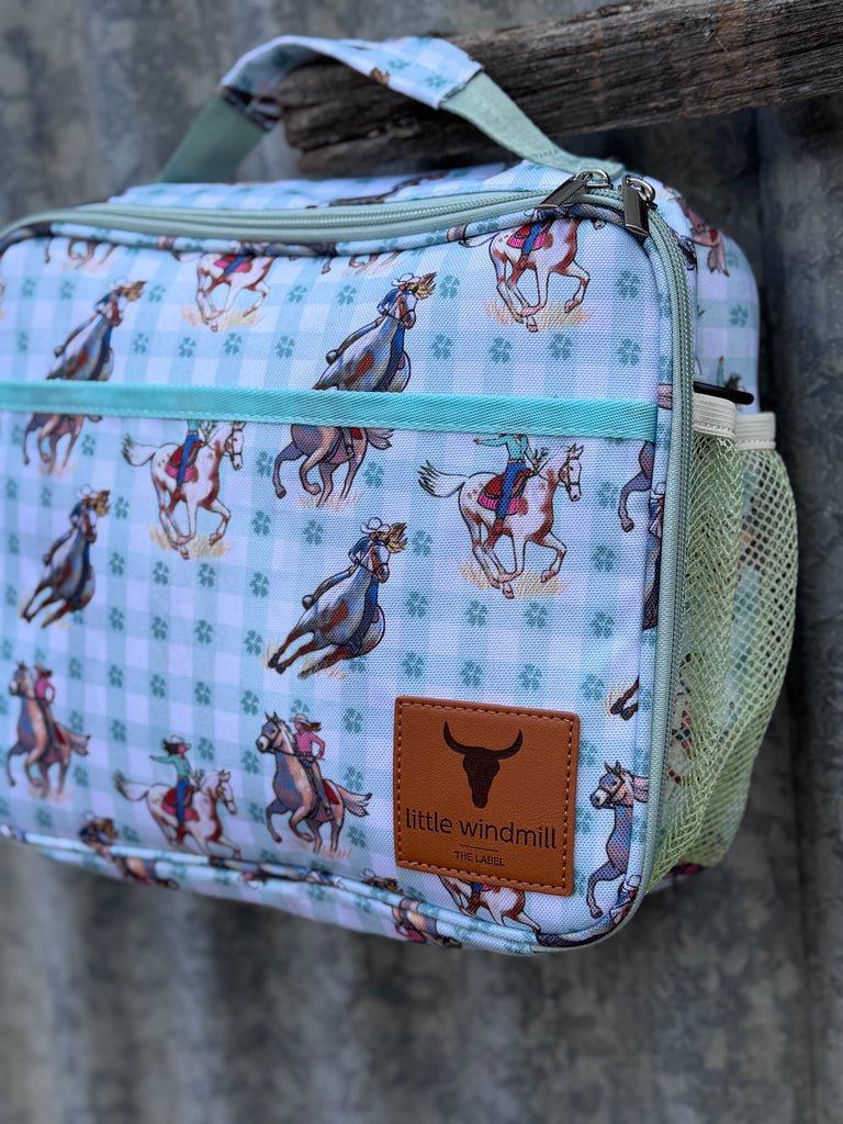 Insulated Lunch/Storage Bag - Teal Cowgirl-Little Windmill Clothing Co