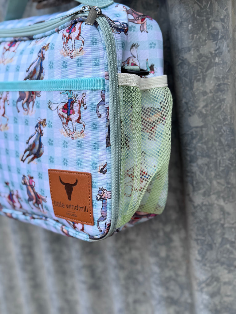 Insulated Lunch/Storage Bag - Teal Cowgirl-Little Windmill Clothing Co
