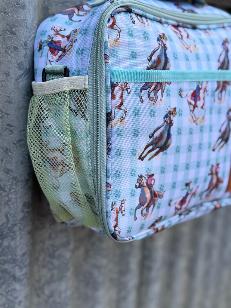 Insulated Lunch/Storage Bag - Teal Cowgirl-Little Windmill Clothing Co
