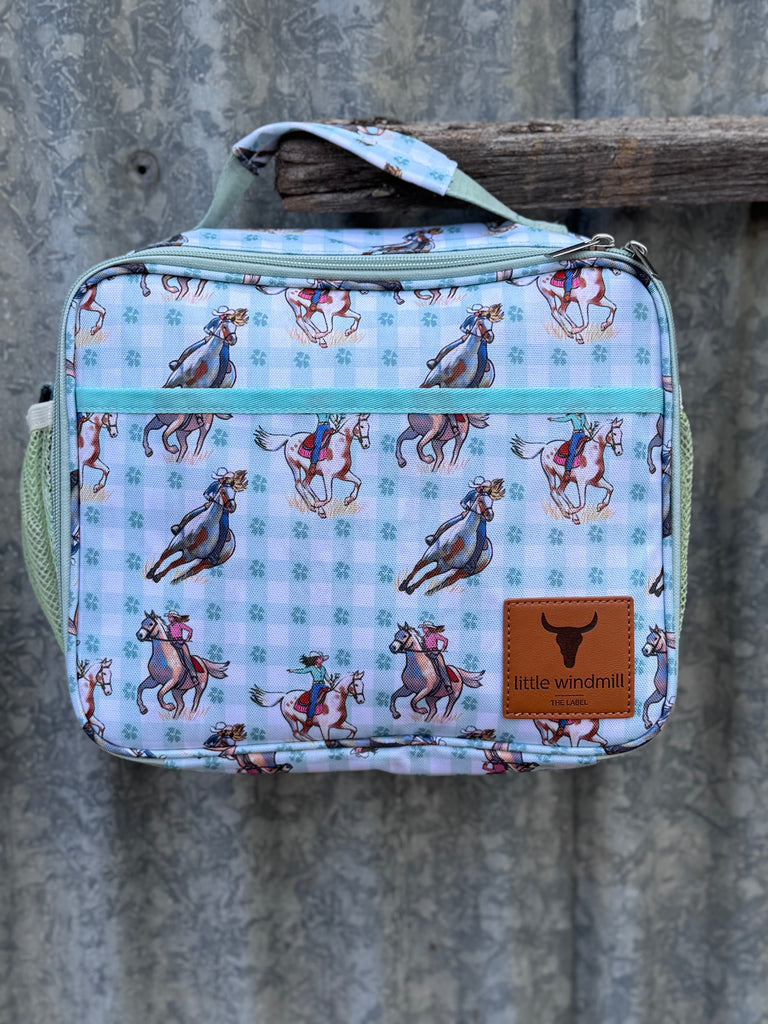 Insulated Lunch/Storage Bag - Teal Cowgirl-Little Windmill Clothing Co