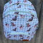 Teal Cowgirl Backpack Bag DOUBLE ZIPPER-Little Windmill Clothing Co