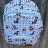 Teal Cowgirl Backpack Bag DOUBLE ZIPPER-Little Windmill Clothing Co