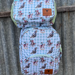 Teal Cowgirl Backpack Bag DOUBLE ZIPPER-Little Windmill Clothing Co