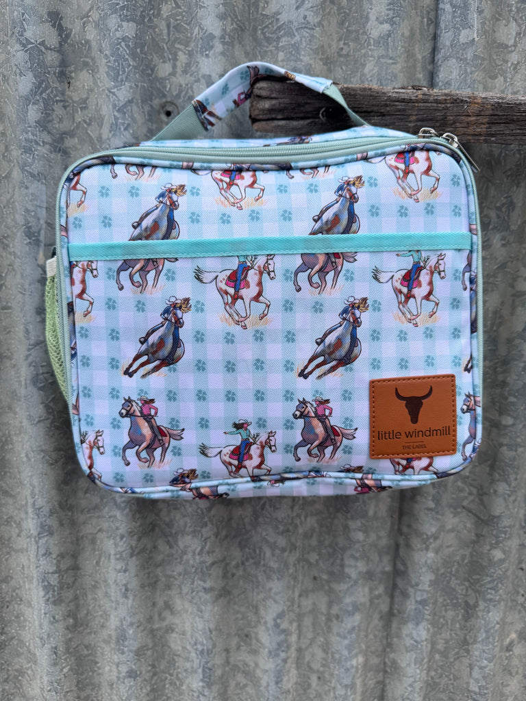Insulated Lunch/Storage Bag - Teal Cowgirl-Little Windmill Clothing Co