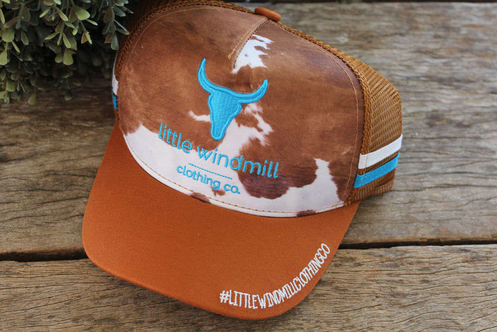 Little Toddlers / Youth / Adults Cow Print Caps-Little Windmill Clothing Co