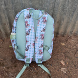 Teal cowgirl backpack back view showing padded straps and comfortable back panel