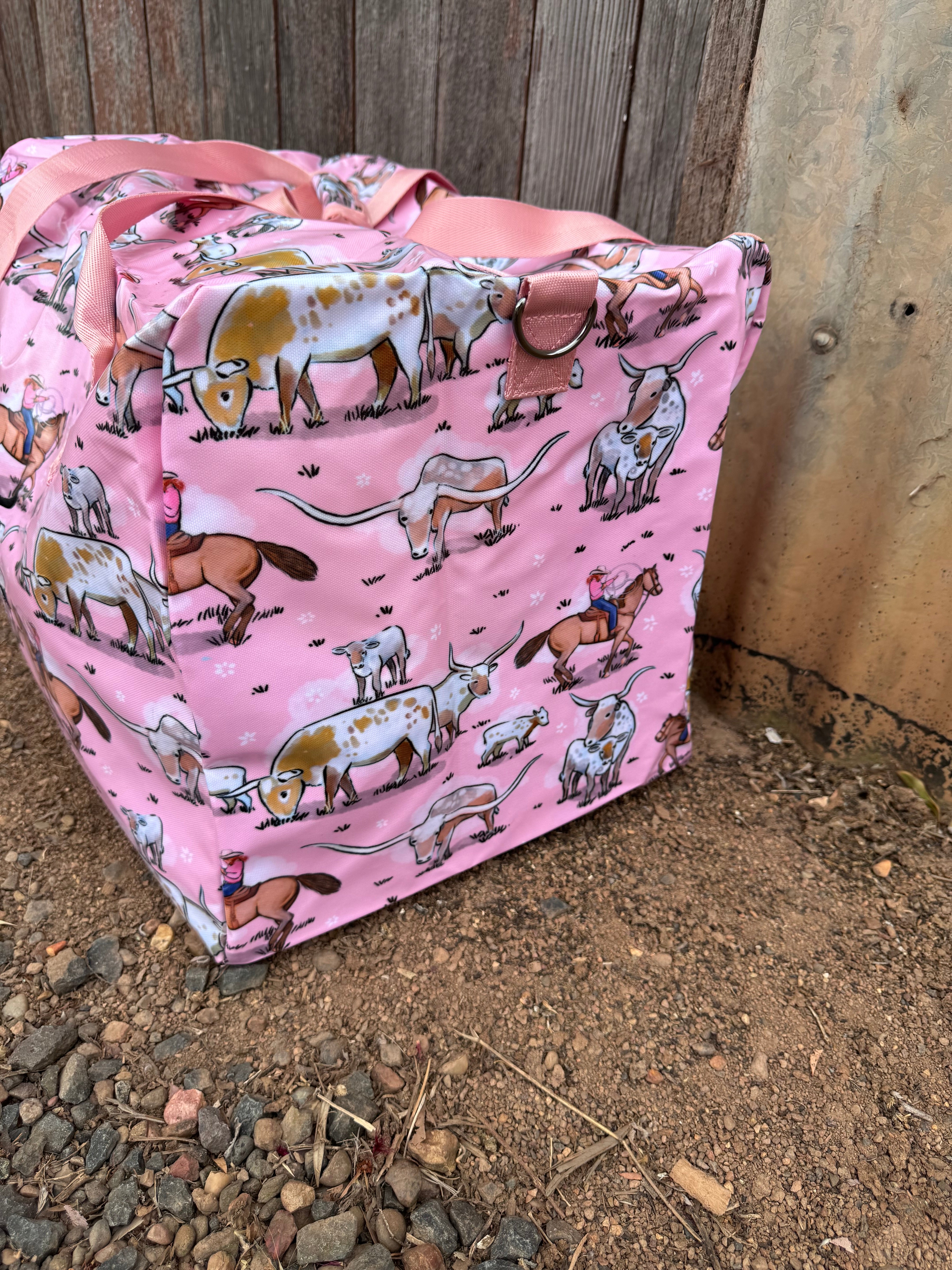 Pink Longhorn LARGE Duffle PVC Bag-Little Windmill Clothing Co