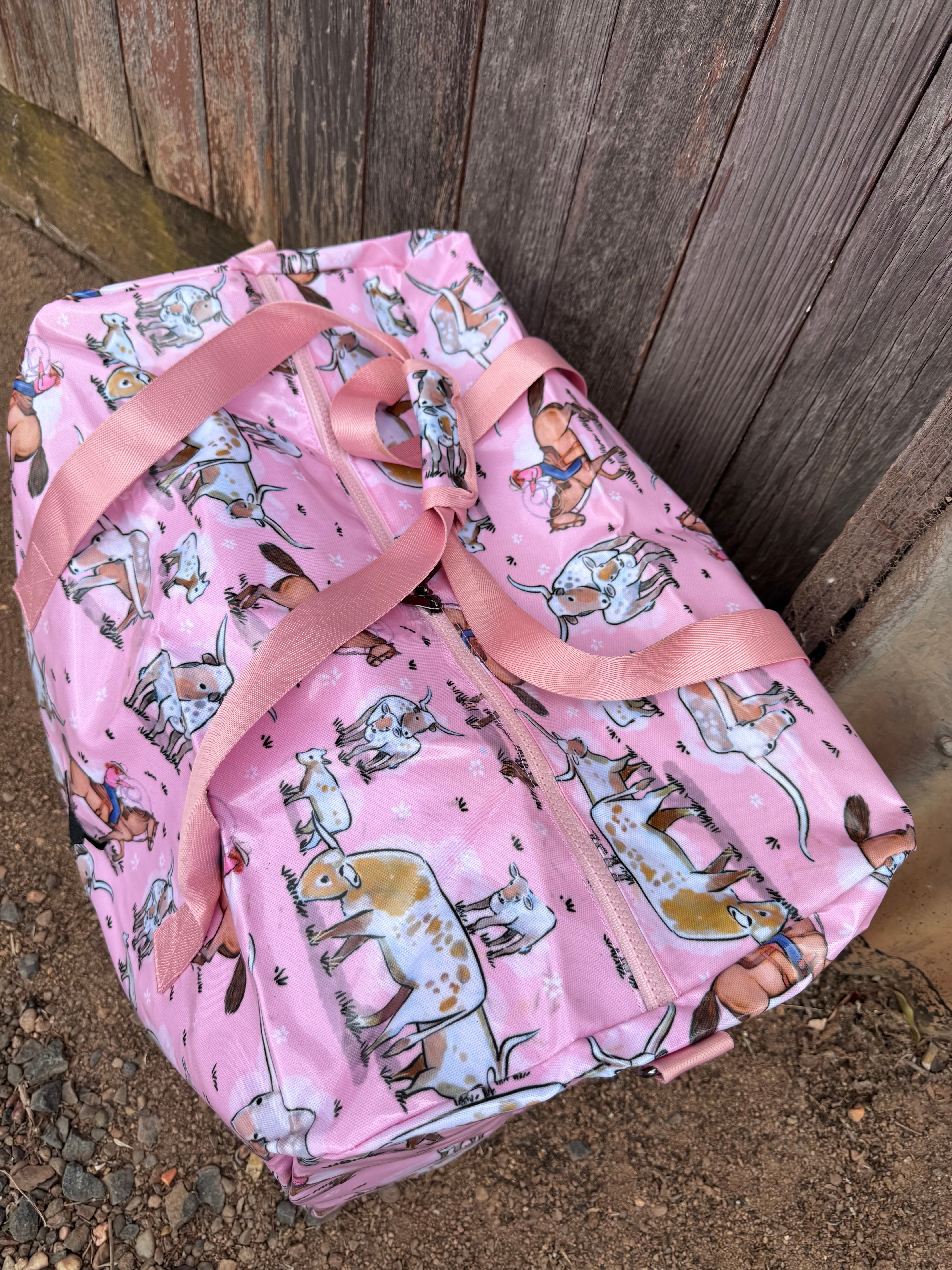 Pink Longhorn LARGE Duffle PVC Bag-Little Windmill Clothing Co