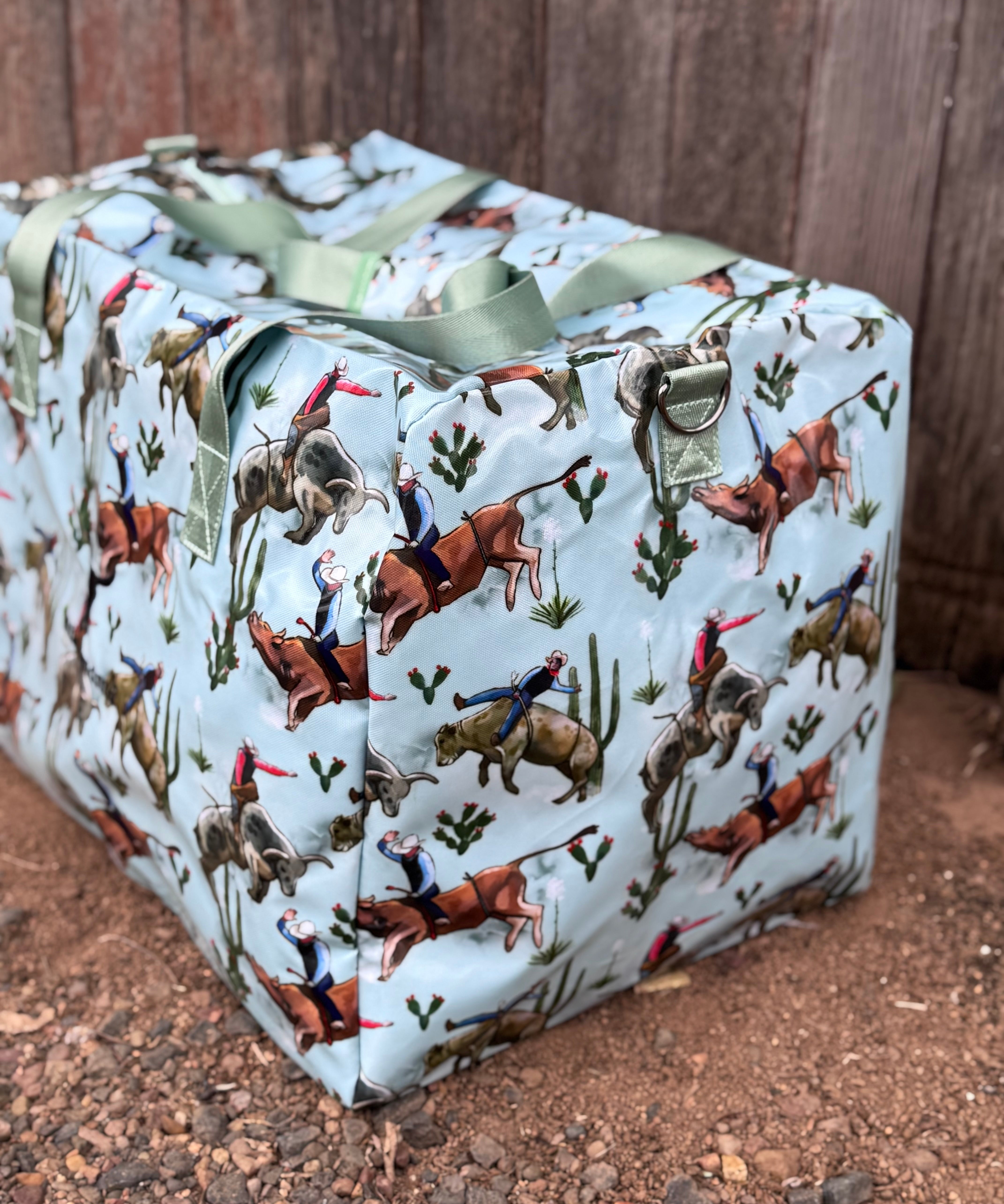 Bucking bull duffle bag open showing spacious interior with quality lining