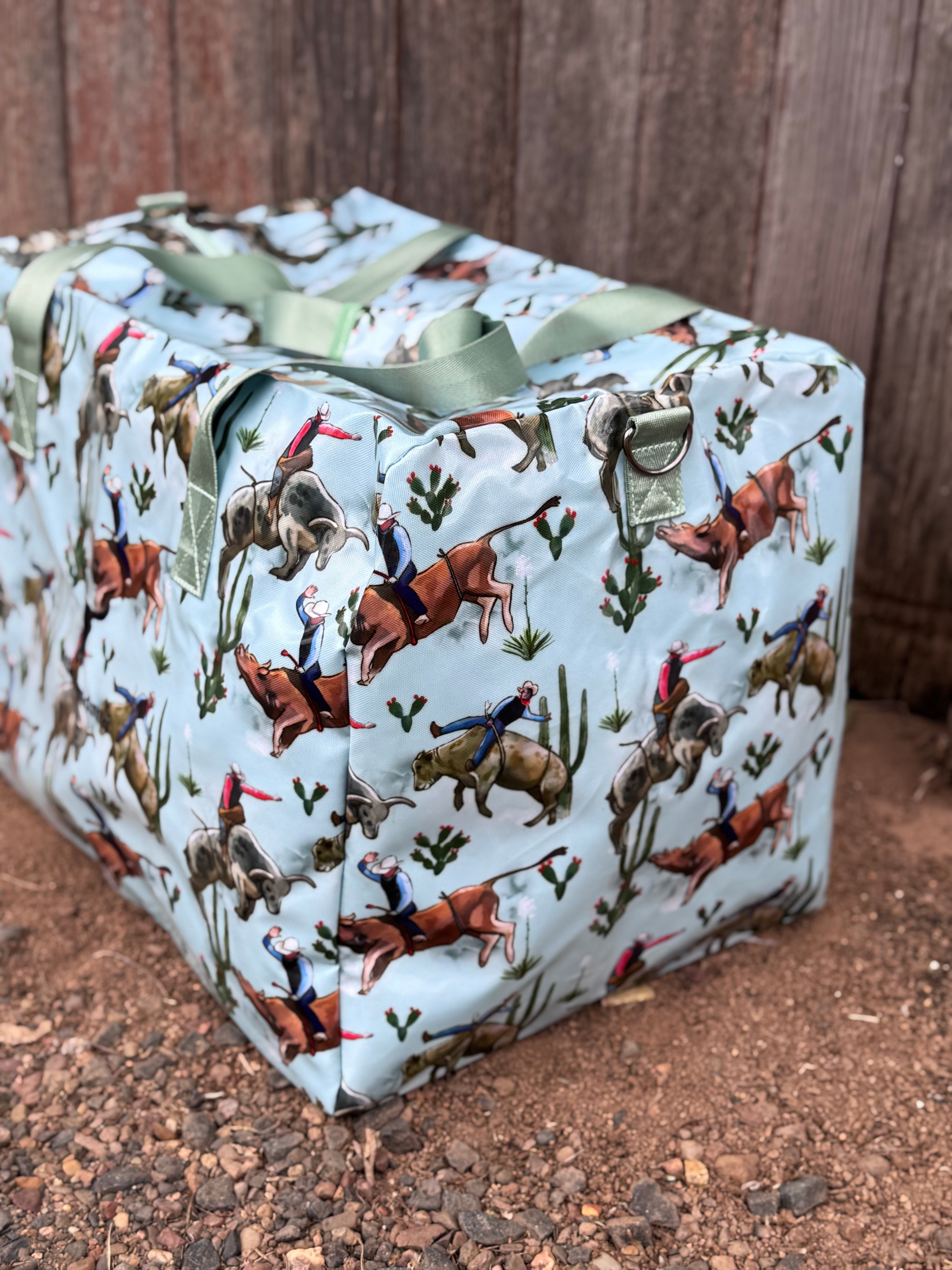Bucking bull duffle bag open showing spacious interior with quality lining