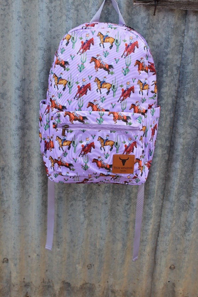 Purple Cowgirl Backpack Bag-Little Windmill Clothing Co