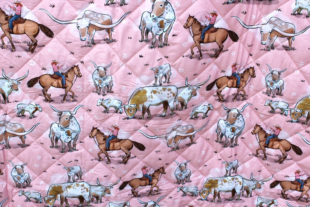 Pink Longhorn Coverlet-Little Windmill Clothing Co