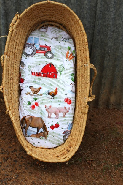 Farm Animal Bassinet and/or Change Table Cover Fitted Sheet-Little Windmill Clothing Co