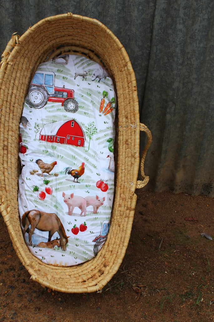 Farm Animal Bassinet and/or Change Table Cover Fitted Sheet-Little Windmill Clothing Co