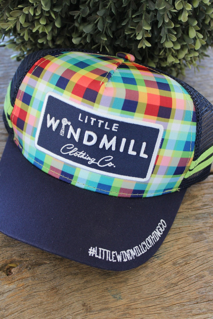 Little Toddlers / Youth Kids Country Check Trucker Caps-Little Windmill Clothing Co