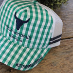 Little Toddlers / Youth Kids Green Gingham Trucker Caps-Little Windmill Clothing Co