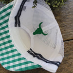 Little Toddlers / Youth Kids Green Gingham Trucker Caps-Little Windmill Clothing Co