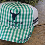 Little Toddlers / Youth Kids Green Gingham Trucker Caps-Little Windmill Clothing Co