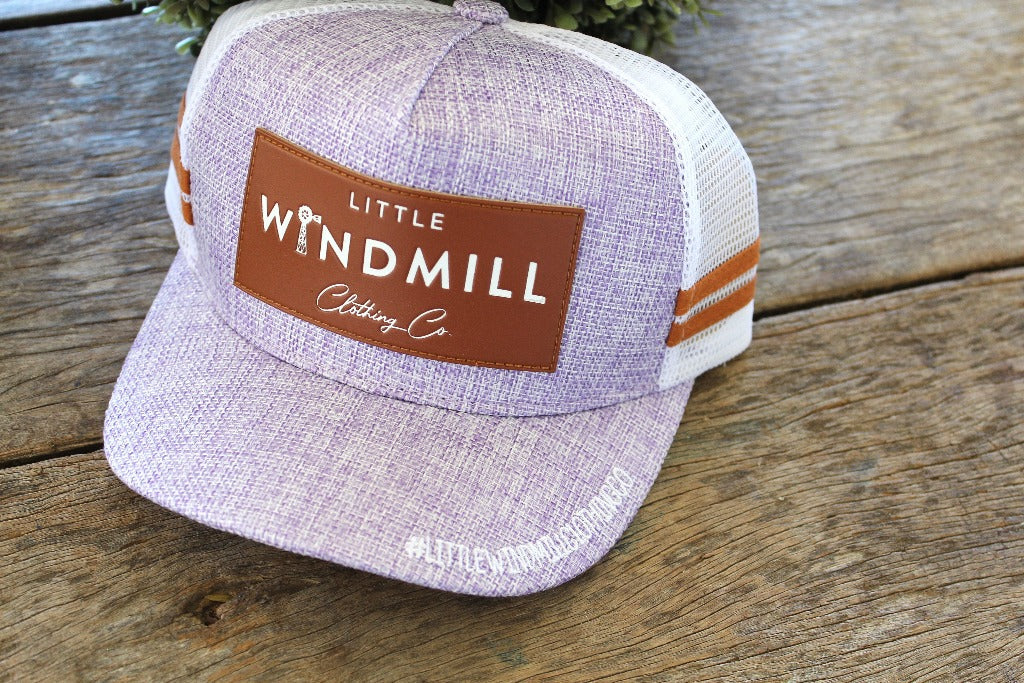 Vintage purple trucker caps for toddlers and youth with adjustable strap and mesh top