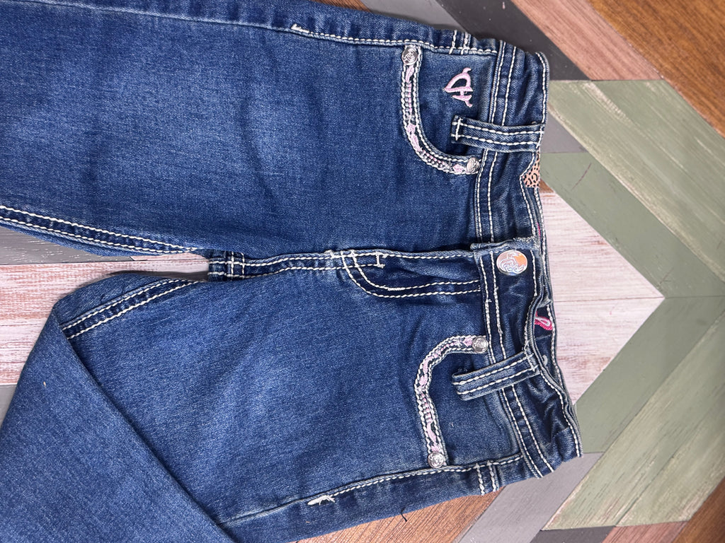 Hardware Cowgirl Flora Outline Toddler Jeans-Little Windmill Clothing Co