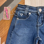 Hardware Cowgirl running horse toddler jeans embroidery close-up showing detailed running horse motif