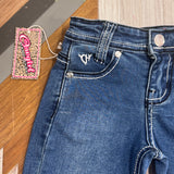 Hardware Cowgirl running horse toddler jeans embroidery close-up showing detailed running horse motif