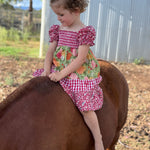 Penelope block twirl dress flatlay showing full colour block twirl dress design