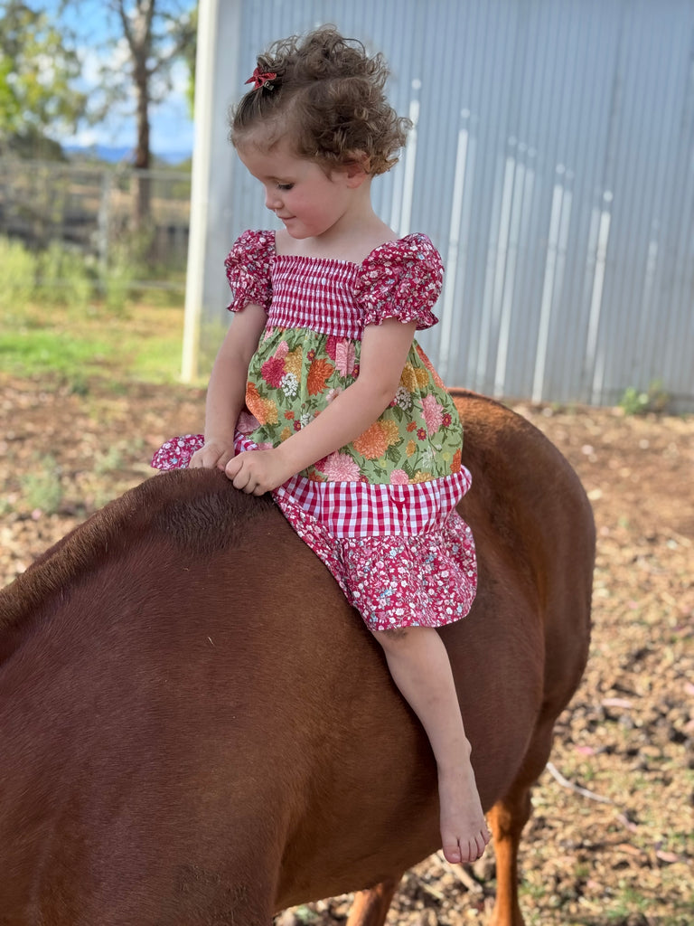 "Penelope" Block Twirl Dress-Little Windmill Clothing Co