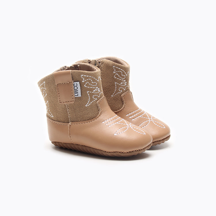 "Mocha" LWCC Cowbaby Boots-Little Windmill Clothing Co