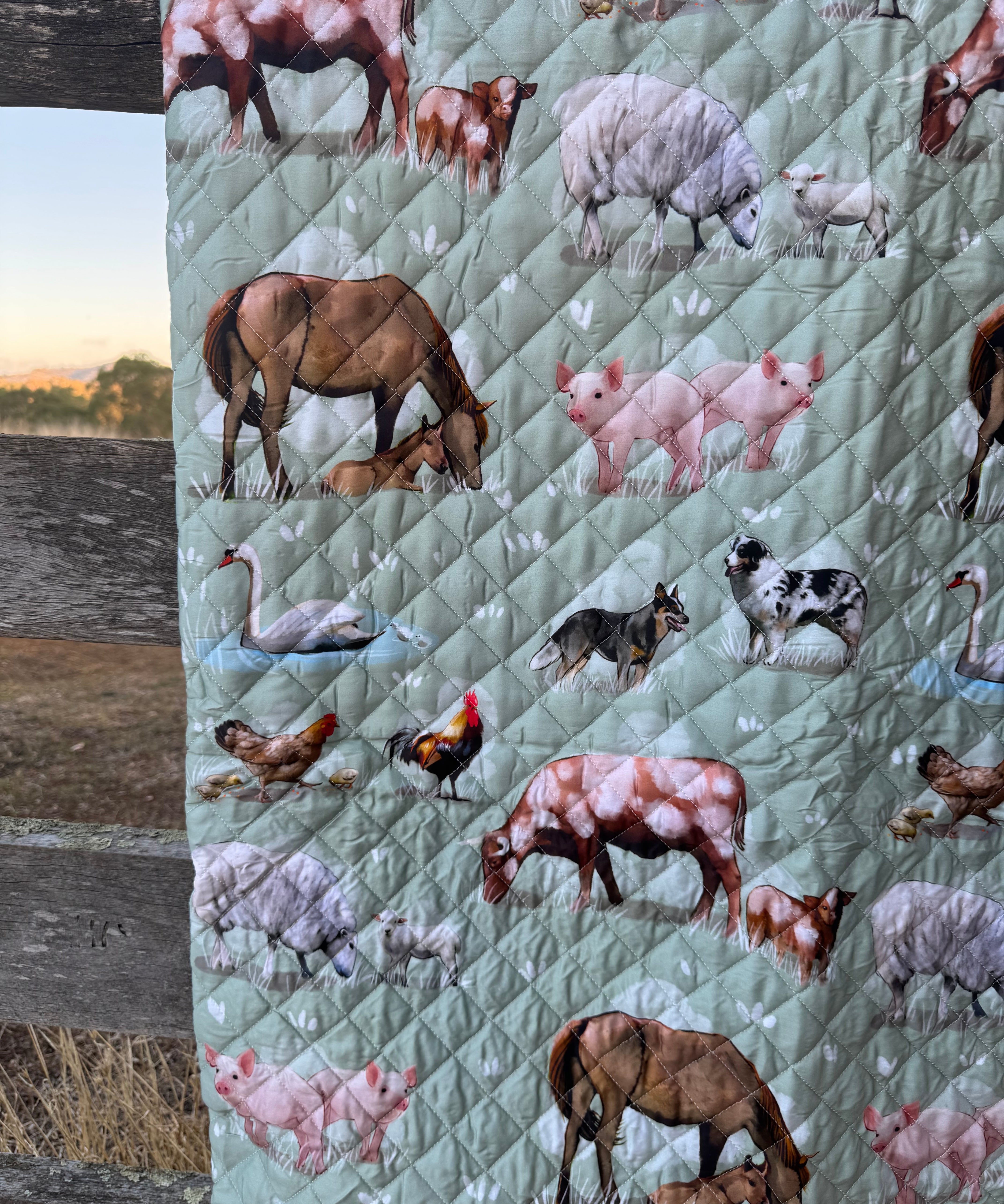 Country Outback coverlet duvet insert showing country outback print detail on quality quilt