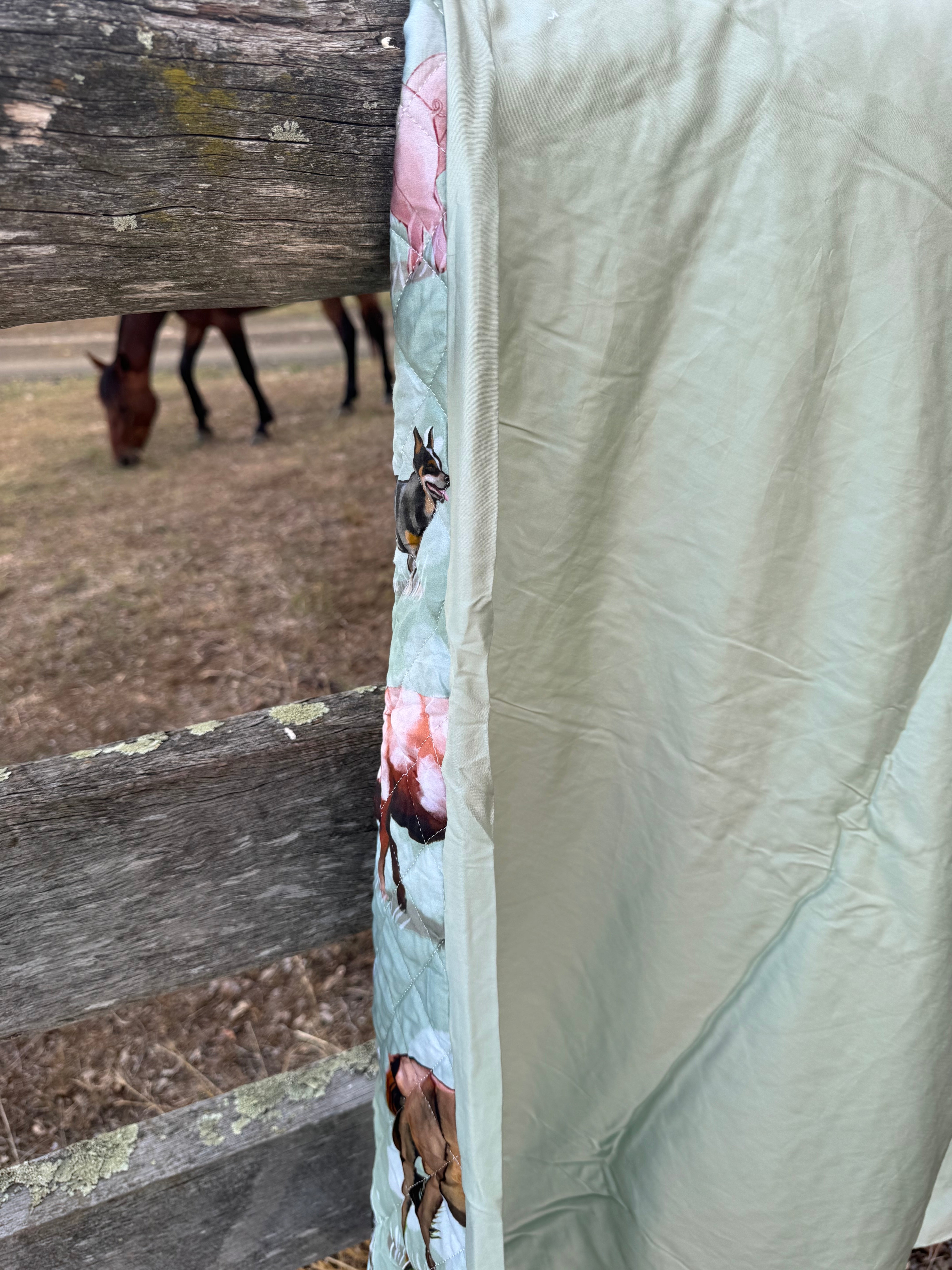 Country Outback coverlet duvet insert on bed showing quality drape and outback country styling
