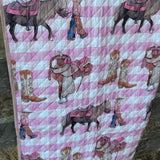 Cowgirl Life coverlet duvet insert 2-in-1 showing vibrant cowgirl print reversible quilt