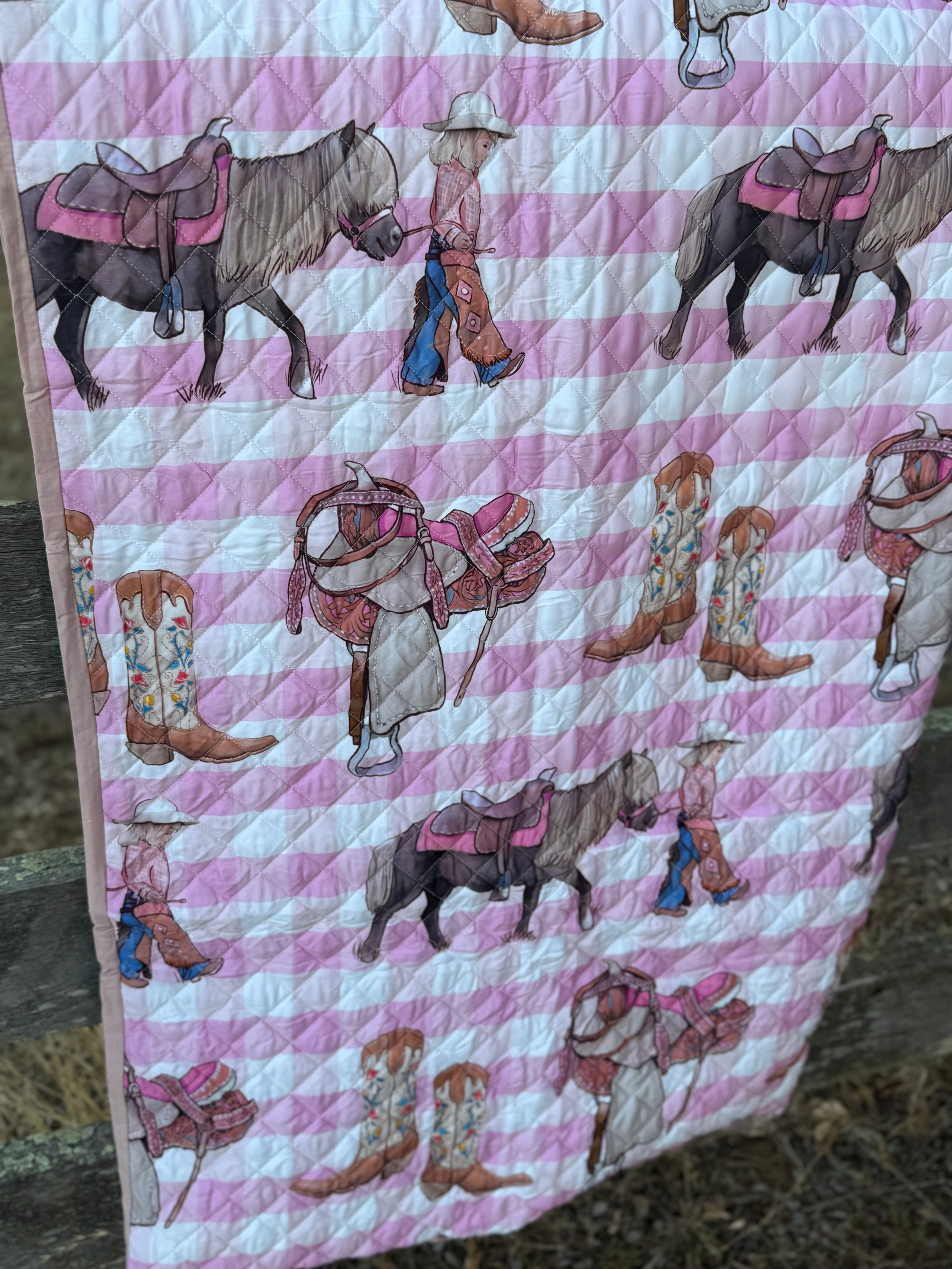 Cowgirl Life coverlet duvet insert 2-in-1 showing vibrant cowgirl print reversible quilt