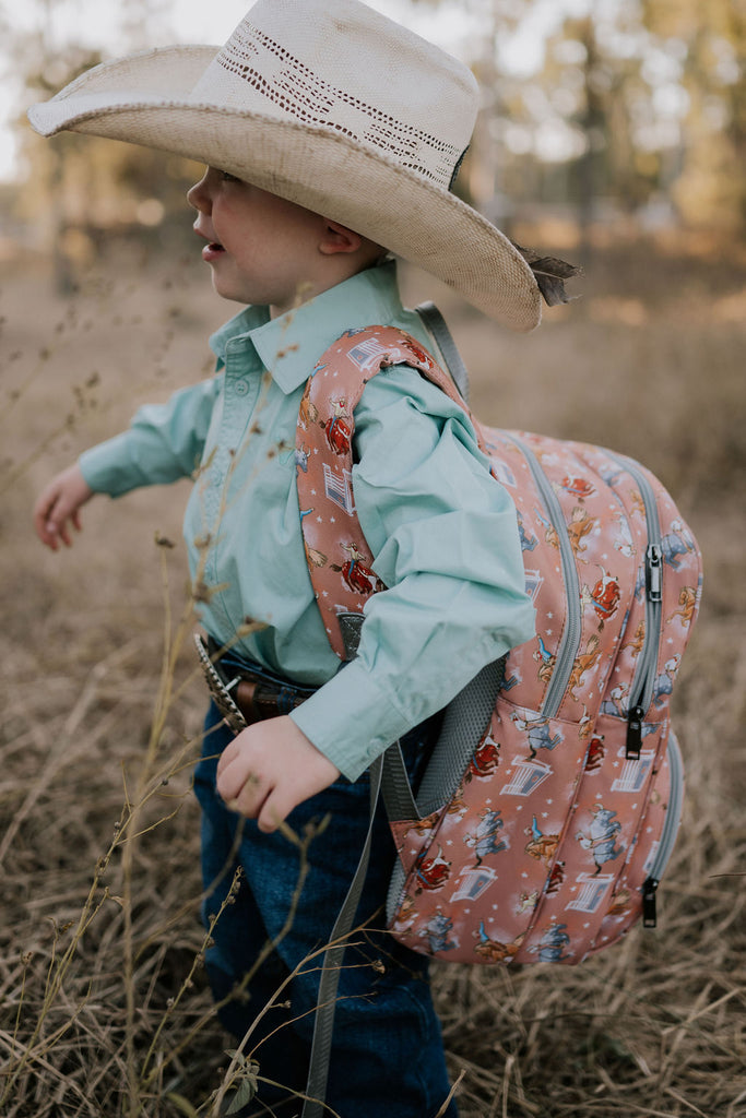 Large Bucking Bulls & Broncs Backpack Bag ONE ZIPPER-Little Windmill Clothing Co