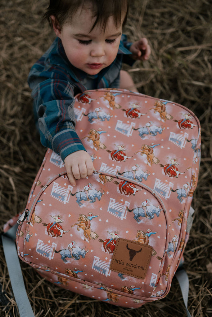 Bucking Bulls & Broncs Backpack Bag TWO ZIPPER-Little Windmill Clothing Co