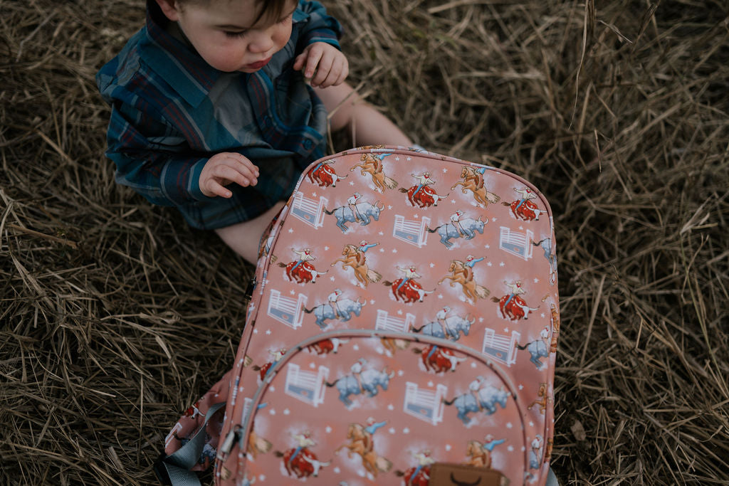 Bucking Bulls & Broncs Backpack Bag TWO ZIPPER-Little Windmill Clothing Co