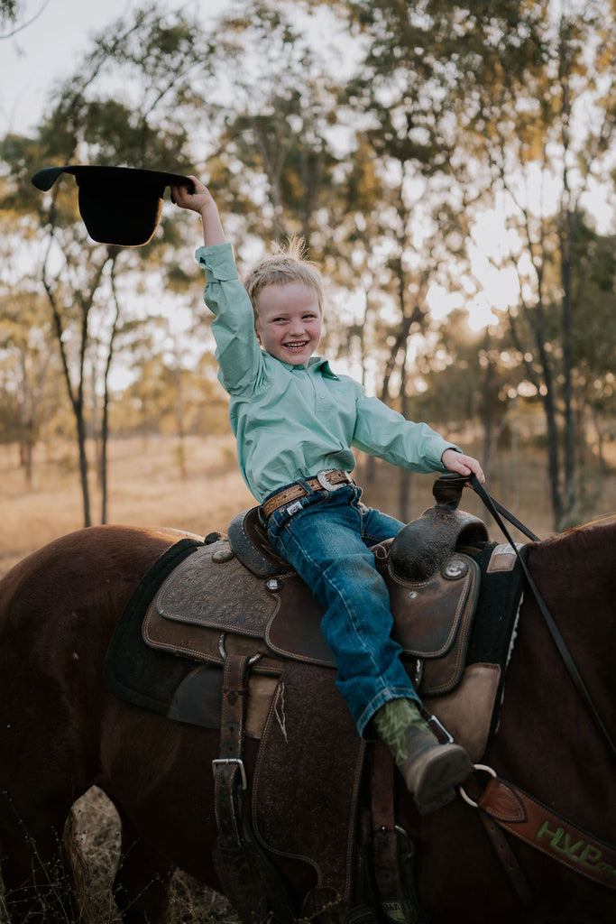 "All Rounder" Mint Long Sleeve Shirt-Little Windmill Clothing Co