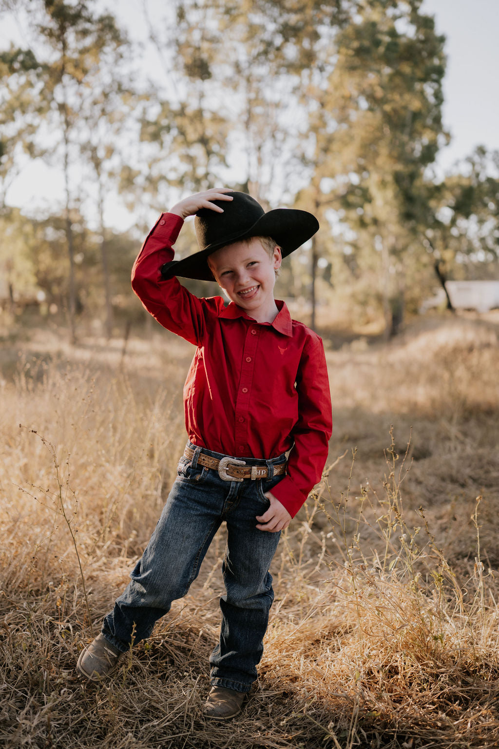 "All Rounder" Red Long Sleeve Shirt-Little Windmill Clothing Co