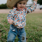 "Milla" Floral Dream Long Sleeve Romper-Little Windmill Clothing Co