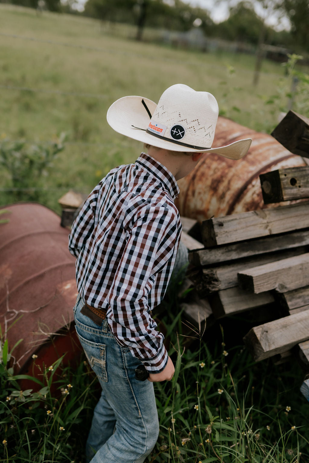 "Tuff" Dust Gingham Long Sleeve Shirt-Little Windmill Clothing Co